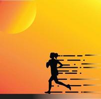 silhouette of woman running sport vector