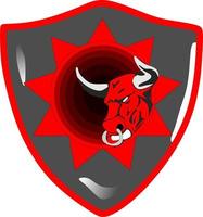 imagen del logotipo de una combinación de un toro rojo y un escudo vector