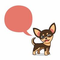 personaje de dibujos animados perro chihuahua feliz con burbujas de discurso vector