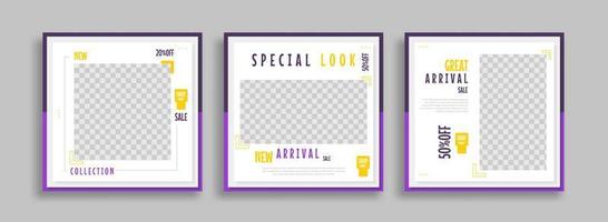 Editable minimal square banner template with geometric shapes for social media post, story and web internet ads. Vector illustration