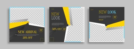 Editable minimal square banner template with geometric shapes for social media post, story and web internet ads. Vector illustration