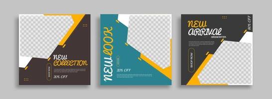 Editable minimal square banner template with geometric shapes for social media post, story and web internet ads. Vector illustration