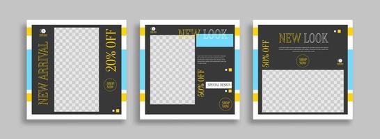 Editable minimal square banner template with geometric shapes for social media post, story and web internet ads. Vector illustration