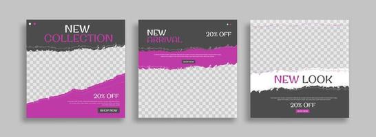 Editable minimal square banner template with geometric shapes for social media post, story and web internet ads. Vector illustration