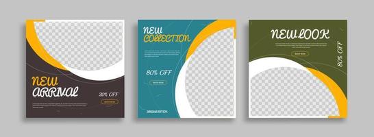 Editable minimal square banner template with geometric shapes for social media post, story and web internet ads. Vector illustration