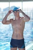 Swimmer pool portrait photo