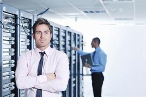 it enineers in network server room photo