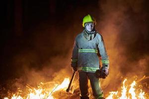 vista de retrato de bombero foto