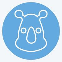 icono de rinoceronte. relacionado con el símbolo de la cabeza de un animal. estilo de ojos azules. diseño simple editable. ilustración sencilla. lindo. educación vector