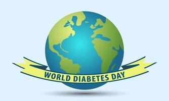 World diabetes day background, with globe and ribbon under it vector