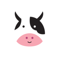 tête de vache en illustration design plat mignon et kawaii png