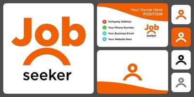 Job seeker logo design with business card template. vector