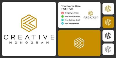 diseño de logotipo comercial con monograma de letra k con plantilla de tarjeta de presentación. vector