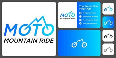 Letter M monogram mountain ride logo design with business card template.