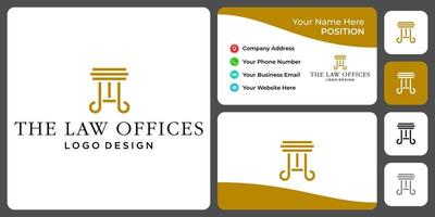 Letter A monogram law logo design with business card template. vector