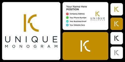 Letter K monogram business logo design with business card template. vector