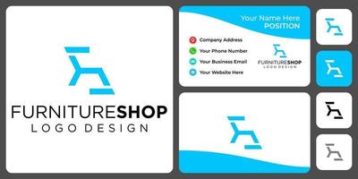 Letter F S monogram chair furniture logo design with business card template. vector