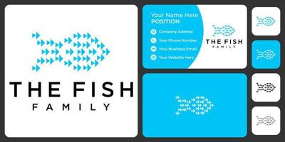 Collection of fish logo design with business card template. vector