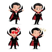 lindo niño pequeño vampiro personaje vector conjunto