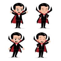 Cute little kid vampire character vector set