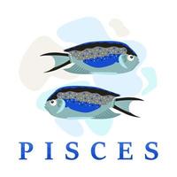 Zodiac sign of Pisces, colorful illustration vector