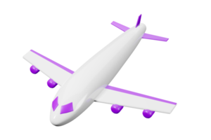 avion en couleur blanche et violette illustration 3d concept de voyage pour la publicité touristique png