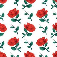 beautiful red rose flower seamless pattern design vector graphic