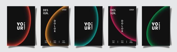 neon light gradation colorful abstract futuristic style cover template background, set collection design vector