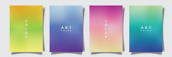 gradation multicolor cover with halftone abstract pattern, soft color art, set collection template design vector