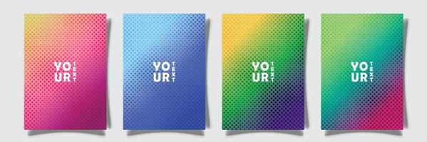 gradation multicolor cover with halftone abstract pattern, soft color art, set collection template design vector