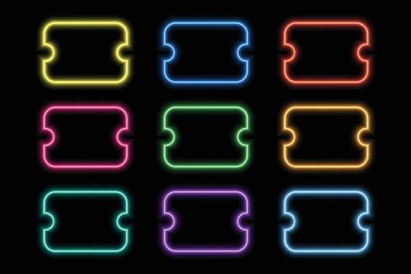 neon light effect banner discount label, promotion shape template design vector
