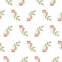Rowan pattern. Autumn plants on a pattern for textiles, fabrics, curtains, wallpapers. Red berries. vector