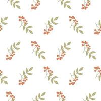 Rowan pattern. Autumn plants on a pattern for textiles, fabrics, curtains, wallpapers. Red berries. vector