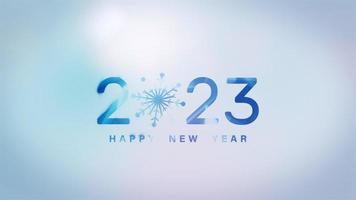 2023 Happy New Year blue text  bokeh cinametic title video