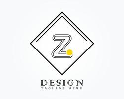 Logo design template with letter Z of the alphabet in a box with yellow rounded marks vector
