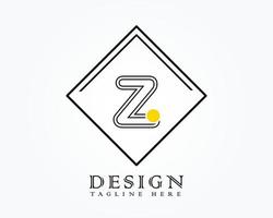 Logo design template with letter Z of the alphabet in a box with yellow rounded marks vector