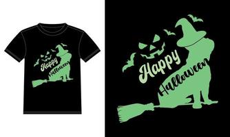 French Bulldog Is Flying Witch Funny Happy Halloween T-Shirt vector