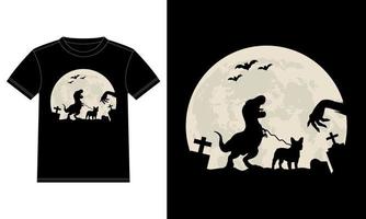 French Bulldog Dinosaur Moon Funny Halloween T-Shirt vector