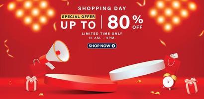 Shopping day Sale banner template design for web or social media. vector