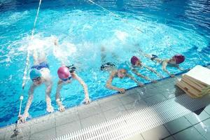 happy child on swimming pool photo