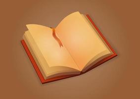 An open hardcover book with blank pages with clipping path.