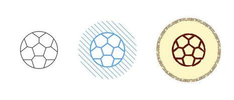 This is a set of contoured and colored soccer ball icons vector
