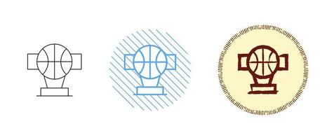 este es un conjunto de iconos de premio de baloncesto de contorno y color vector