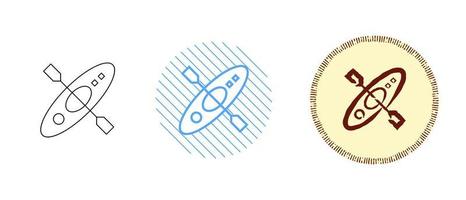 This is a set of contour and color kayak icons vector