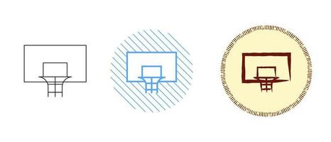 este es un conjunto de iconos de anillo de baloncesto de contorno y color vector