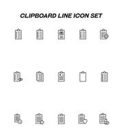 Writing board line icon set. Collection of editable strokes for web sites, applications, advertisements. Line icons of clipboards with pills, crosses, restaurant menu, resume, prescription, contract vector