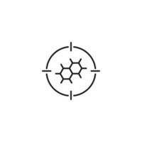 Simple black and white illustration perfect for web sites, advertisement, books, articles, apps. Modern sign and editable stroke. Vector line icon of chemical compound inside target