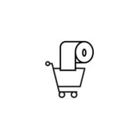 Selling, purchase, shopping concept. Vector sign suitable for web sites, stores, shops, articles, books. Editable stroke. Line icon of toilet paper in shopping cart