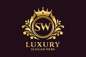 Initial SW Letter Royal Luxury Logo template in vector art for luxurious branding projects and other vector illustration.