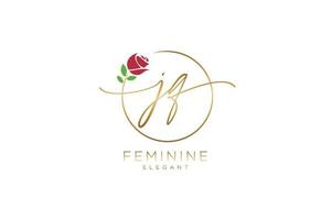 initial JQ Feminine logo beauty monogram and elegant logo design, handwriting logo of initial signature, wedding, fashion, floral and botanical with creative template. vector